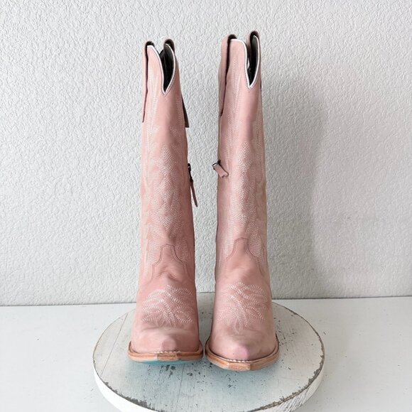Lane Gallatin Womens Cowboy Boots 8.5 Pink Cowgirl Western Mid Calf Pointed Toe - Picture 5 of 11